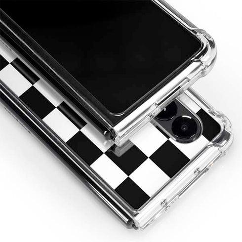 Black and White Checkered Galaxy Z Fold4 5G Clear Case